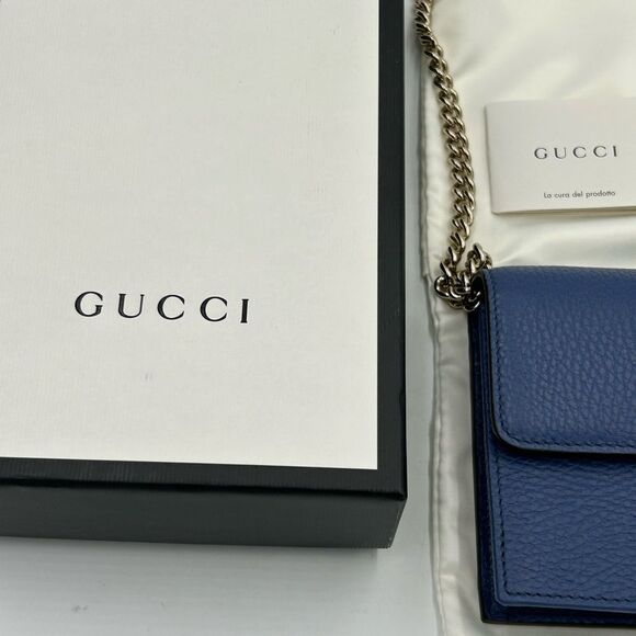 Women’s Gucci Caspian blue interlocking G wallet on a chain made in Italy - Picture 6 of 14
